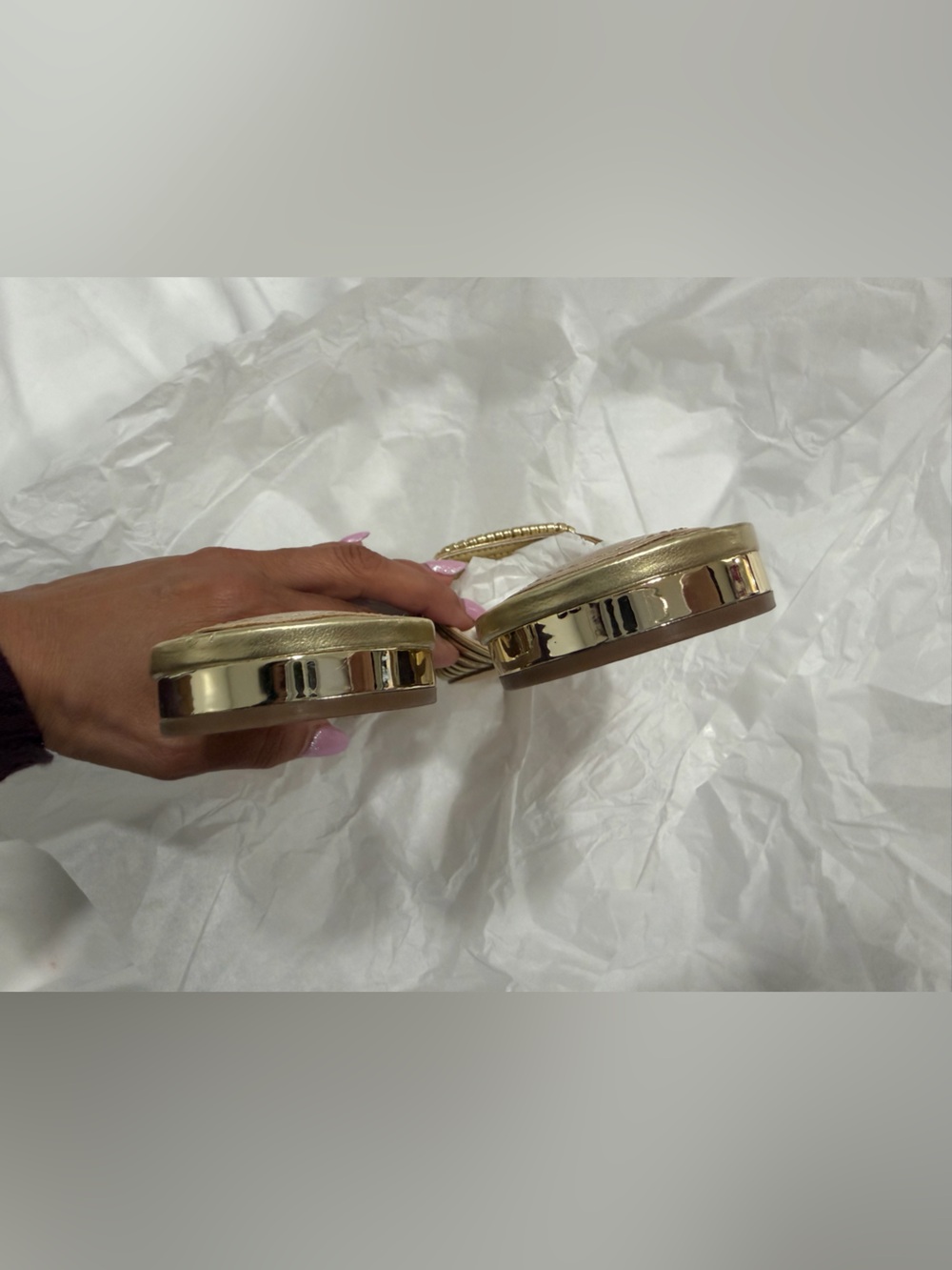 White House Black Market Gold Metallic Slide Sandals - Picture 5 of 5